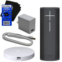Ultimate Ears ue MEGABLAST Portable Wi-Fi & Bluetooth Speaker (Graphite Black) with Amazon Alexa Built-in, Waterproof, Dust & Drop Proof + Charging Dock + USB Cable & Plug Adapter + HeroFiber Cloth