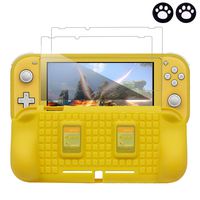 BRHE Case for Nintendo Switch Lite with 2 Game Card Storage Slots and Glass Screen Protector, Anti-Scratch Soft TPU Protector Cover Protective Grip for Nintendo Switch Lite Console (Yellow)