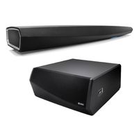 Denon HEOS Bar Powered Wireless Sound Bar HEOS Music System with 4K HDR Passthrough and Bluetooth with HEOS Wireless Subwoofer System - Soundbar Home Theater Package in Black