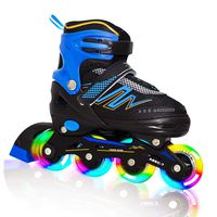 Hiboy Adjustable Inline Skates with All Light up Wheels, Outdoor & Indoor Illuminating Roller Skates for Boys, Girls, Beginners (Blue, Medium-2-5) ...