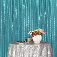 Eternal Beauty Teal Sequin Wedding Backdrop Photography Background Party Curtain, 4Ft X 6Ft