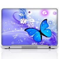 Meffort Inc 14 Inch Laptop Notebook Skin Sticker Cover Art Decal (Free Wrist pad) - Blue Purple Butterfly