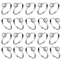 Whaline 36 Pcs Silver Diamond Engagement Rings for Wedding Table Decorations, Party Supply, Favor Accents, Cupcake Toppers (36 Packs)