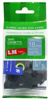 LM Tapes - Premium 3/4" (18mm) White on Blue Compatible TZe P-touch Tape for Brother PT-300, PT300 Label Maker with FREE Tape Guide Included