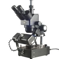 AmScope SH-2T-SL-DK Professional Trinocular Stereo Zoom Microscope, WF10x Eyepieces, 10X-40X Magnification, 1X-4X Zoom Objective, Upper/Lower/Side Lighting, 110V-120V, Includes Darkfield Condenser