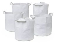 247Garden Aeration Fabric Pots/Plant Grow Bags w/Handles (7-Gallon, White, 5-Pack)