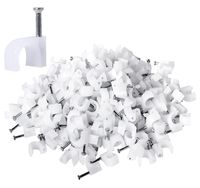 Darller 200 Pack Nail In Cable Clips Ethernet Cable Nails Tacks Clips 7mm for Cat6 Cable - White