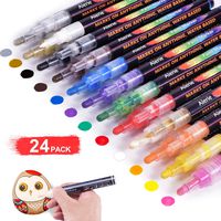 Acrylic Paint Pens - 24 Acrylic Paint Markers for Rock Painting, Stone, Metal, Ceramic, Porcelain, Glass, Wood, Fabric, Canvas, Set of 12 Colors Paint Markers with 3 Different Tip Precision