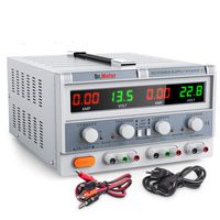 Dr.meter Triple Linear Variable DC Power Supply, Adjustable 30V/5A, Series and Parallel Mode, Input Voltage 104-127V, with Alligator Leads to Banana and AC Power Cable (HY3005F-3)