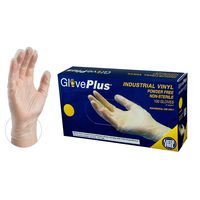 GlovePlus Industrial Clear Vinyl Gloves - 4 mil, Latex Free, Powder Free, Disposable, Non-Sterile, Food Safe, Large, IVPF46100-BX, Box of 100