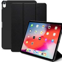 KHOMO iPad Pro 12.9 Inch Case 3rd Generation (Released 2018) - Dual Carbon Fiber Super Slim Cover with Rubberized Back and Smart Feature