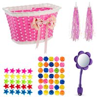 Bikes On Hikes Girl's Bicycle Decorations Set - Fun Bicycle Decor w/ Beads, Rear View Mirror, Handlebar Streamers & Basket - Complete Bike Decoration Kit For Kids
