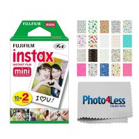 Fujifilm instax Mini Instant Film (20 Exposures) + 20 Sticker Frames for Fuji Instax Prints Birthday Themed Package + Photo4Less Cleaning Cloth - Deluxe Accessory Bundle