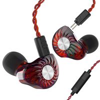 RevoNext RX8 in Ear Monitor,Dual Driver 1DD+1BA HiFi Wired Earbuds with 2 Pins 0.78mm Detachable Cable(red-mic)