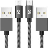 Micro USB Cable Android Charger - Syncwire [2-Pack 6.6ft] Super-Durable Nylon Braided Fast Sync&Charging Cord for Samsung Galaxy S7 Edge/S7/S6, HTC, LG, Sony, Xbox One, PS4 - Space Grey