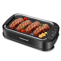 Techwood Smokeless Grill indoor Grill Power Electric Grill, Compact & Portable Non-stick BBQ Grill, Turbo Smoke Extractor Technology, LED Smart Control panel, Drip Tray& Removable Plate Easy Cleaning