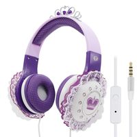 VCOM Kids Headphones, Wired Princess Headset Adjustable Stereo Music Earphones with Microphone & Volume Limiting Feature 3.5mm Audio Jack for Children Toddler Teens Girls School Home Travel (Purple)