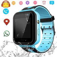 Kids Smart Watch GPS LBS Tracker Child Watch Phone Digital Wrist Watch SOS Alarm Clock Camera Flashlight Phone Watch for Children Age 3-12 Boys Girls with iOS/Android (DXSS7-Blue)
