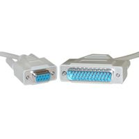 Cable Wholesale - Null Modem Cable, DB9 Female to DB25 Male, UL rated, 8 Conductor, 6 foot