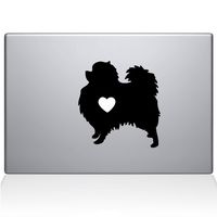 The Decal Guru Pomeranian Love Silhouette Decal Vinyl Sticker, 13" MacBook Pro (2015 & Older Models), Black (2336-MAC-13P-BLA)