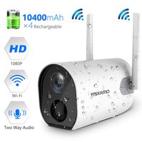 Outdoor Security Camera Battery Powered 1080P, YESKAMO Wireless Home Rechargeable Security Camera 10400mAh, WiFi IP Camera, 2 Way Audio, PIR Detection, Night Vision, Waterproof, Solar Panel Support