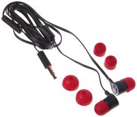 HTC Tangle Free Flat Cable 3.5mm Stereo Headset with Microphone and Call Answer/End Button - Non-Retail Packaging - Red