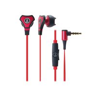 Audio Technica ATHCHX5ISRD SonicFuel Hybrid Earbud Headphones for Smartphones, Red