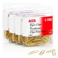 ACCO Gold Tone Clips, Smooth Finish, 2 Size, 100/Box, 4-Pack (400 Clips Total) (A7072554)