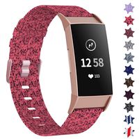 XIMU Bands Compatible with Fitbit Charge 3 / Charge 3 SE, Soft Woven Fabric Watch Band Strap Replacement Wristbands Accessories Women Men for Charge 3 Smart Watch