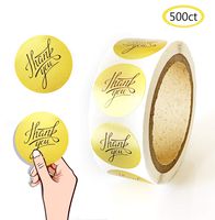 Gold Thank You Stickers Gold Foil Labels Roll(500 Stickers/Roll)1.5 inch Thank You for Christmas Gifts, Cards,Wedding, Party,Envelope,Present