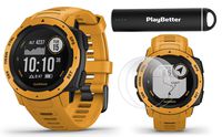 Garmin Instinct (Sunburst) Outdoor GPS Watch Power Bundle | with HD Screen Protector Film Pack & PlayBetter Portable Charger | Rugged, Waterproof | Heart Rate, TrackBack | Ultimate Outdoorsman Watch