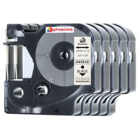 Phoenixa 5 Pack Compatible Label Tape 45010 S0720500 for Dymo LabelManager 160, LabelManager 210D, LabelManager 260D, LabelManager 450D, Black on Clear, 1/2 Inch Width x 23 Feet Length
