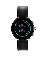 Movado Connect 2.0 Unisex Powered with Wear OS by Google Stainless Steel and Black Leather Smartwatch, Color: Black (Model: 3660022)