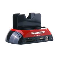 WANLONGXIN WLX-875J-US Dual Slots USB 2.0 Tto SATA IDE HDD Docking Station with USB 2.0 Hub and Card Reader for 2.5 3.5 Inch IDE SATA I/II/III Hard Drive