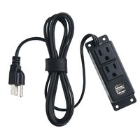 Power Strip with USB Wall Mount Power Socket Power Outlet with 2 Plug & 2 USB Ports & 6.5 ft Heavy Duty Extension Cord Mountable Under Desk, Table, Workbench, Nightstand, Dresser