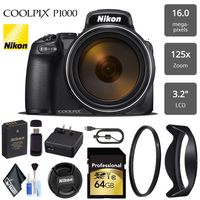 Nikon COOLPIX P1000 Digital Camera 16MP 125x Optical Zoom & Build in Wi-Fi + UV Protection Filter - International Version