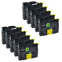 GREENCYCLE 10 PK Black on Yellow TZ 631 TZe631 12mm Label Tape Compatible for Brother P-Touch Printer