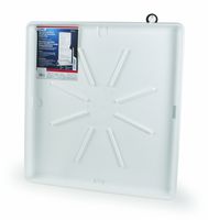 Camco Washing Machine Drain Pan for Stackable Units with PVC Fitting-Collects Water Leakage and Prevents Floor Damage-White (21006)
