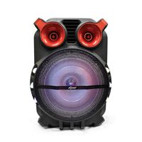 Axess PABT6056 Bluetooth PA 12"+1" Loud Trolley Wireless Bluetooth Speaker, Disco Lights, USB/TF Card/Aux/FM/Mic Inputs, Bass-Treble Control, Remote, Rech. Battery + 9 Volt Adaptor