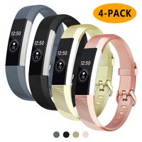 Welltin Bands Compatible with Fitbit Alta/Alta HR for Women and Men(4 Pack), Classic Soft Silicone Sport Strap Replacement Wristband for Fitbit Alta/Alta HR/Fitbit,Small Large