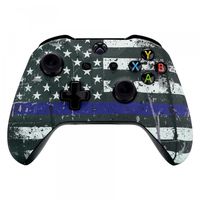 eXtremeRate Custom Patterned Front Housing Shell Faceplate for Xbox One S & Xbox One X Controller - The Thin Blue Line Flag of USA