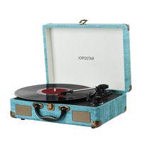 Bluetooth Record Player ,JOPOSTAR Suitcase Portable 3-Speed Belt-Driven Turntable Player Built-in Speakers , Headphone Jack , Aux Input (JP120ABU-2)