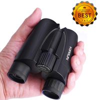 KIPRUN 10x25 Compact Binoculars with Low Light Night Vision,Large Eyepiece High Power Waterproof Binocular Easy Focus for Outdoor Hunting, Bird Watching, Traveling, Sightseeing Fit Adults and Kids.