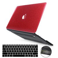 PapyHall Bling Glitter Design Rubberized Coated Plastic Case & Keyboard Cover for MacBook Pro 15" with CD-ROM (2010-2012 Release, Non-Retina) Model: A1286 (ST-Red)