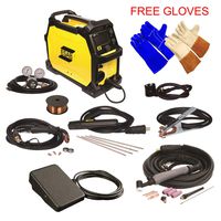 ESAB Rebel EMP 215ic MIG/Stick/Tig Welding Machine w/ Foot Control, 2 Gloves
