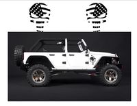 [PAIR] Punisher American Flag {Black} Decal Premium 8.5"x 6" Jeep Flag| Wrangler | Rubicon | Cherokee | Sahara | Offroad | Subdued Flag | Sniper | Military car truck van laptop macbook bumper sticker