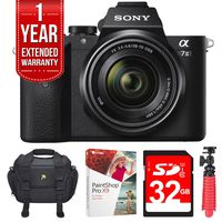 Sony ILCE7M2K/B Alpha 7II Mirrorless Interchangeable Lens Camera with 28-70mm OSS Lens Bundle with 1 Year Extended Warranty, 32GB Card, Paint Shop Pro 2018, Camera Bag and Accessories (9 Items)