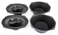 Skar Audio RPX69 6" X 9" 270W 3 Way Coaxial Speakers (1 Pair) with One Pair of 6" X 9" Universal Speaker Baffles