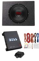 Boss 12" 1800W 4 Ohm Subwoofer w/Sealed Sub Box + Riot 1100W Monoblock Amplifier