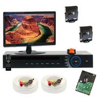 GW Security Inc 2CHV6 4 Channel H.264 960H & D1 Realtime DVR with 2 x 1/3" SONY CCD Small Pinhole 425TV line Spy Security Camera, Free LED Monitor (Black)